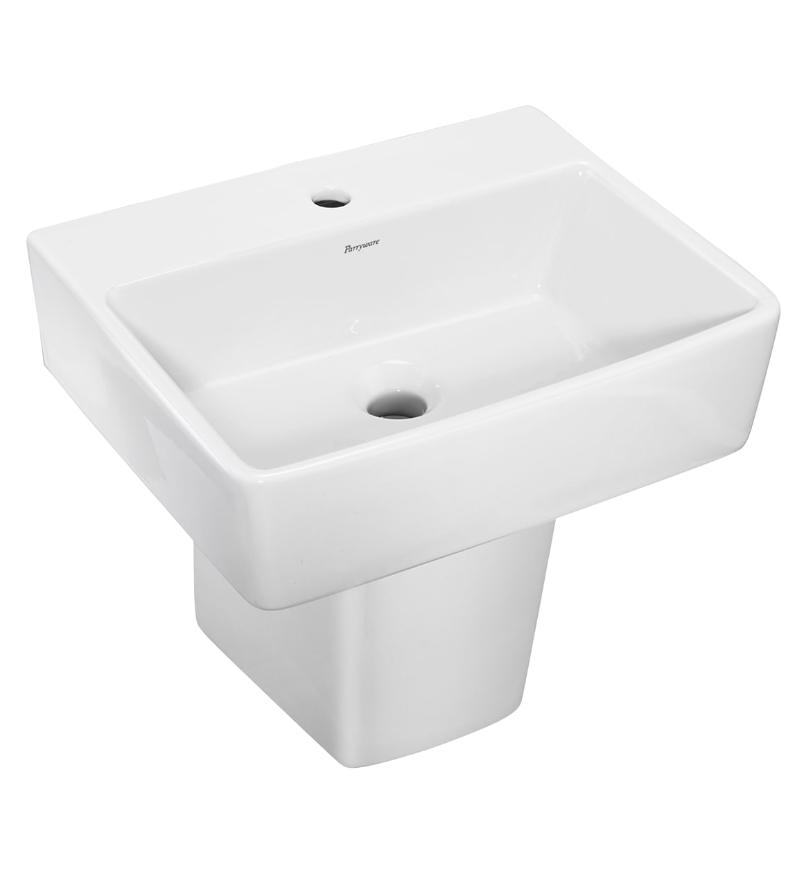 Parryware HELIX Wall Hung Basin | Square Vitreous China Wash Basin with Semi Pedestal