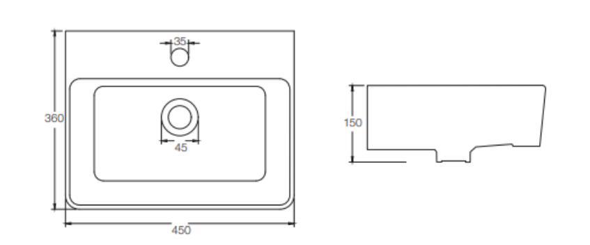 Parryware HELIX Wall Hung Basin | Square Vitreous China Wash Basin with Semi Pedestal - Image 2
